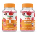 Životaschopné B zložité deti + biotín deti, Gummy Bundle - veľké ochutnávky, vitamínové doplnky, bez lepku, bez GMO, Žuvacia Gummy