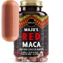 Maju Superfoods Organic Red Maca Root Kapsule 120ct - Ženy zamerané Kurvové zvýšenie výživy Booster pilulky, Zisk pre stehná, prášok v tabletkách doplnok