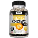 Kaya Naturals Vitamíny K2 s D3 5000IU Supplement pre Muži a ženy - Ľahko prehĺtať - Bioperine Kapsule (60 počet (Pack of 1))