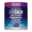 Natural Vitality MaxCalm Triple Complex Magnesium Chews | Sour Grape Flavor | Malate + Glycinate + Cirtrate Formula | Vegan & Gluten Free Supplement | 60 Count