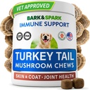 BARK&SPARK Turkey Tail Mushroom for Dogs - Mushroom Blend Chews - Lumps & Bumps, Lipoma | Reishi, Maitake, Shiitake & more - Immune Health, Lipoma Treatment, Joint Support - Buddy Supplement - Skin, Energy - 60Ct