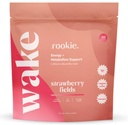 Rookie Wellness Wake - Natural Energy Drink Powder with 125 mg of Caffeine from Green Tea Extract, B- Complex Vitamines, Ashwagandha Extract, & Guarana Extract (30 Servings, Jahodové polia)