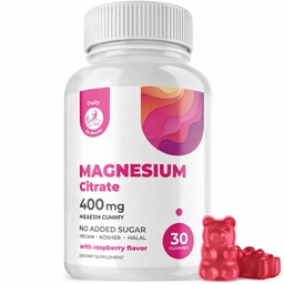 DR. MORITZ horčík Gumičky pre dospelých - Bezcukrové pokojné horčíkové Gummy - Malinová príchuť - Non-GMO, 400 mg (30 Počet)