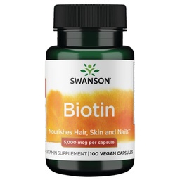 Swanson Biotin Vitamín B7 5000 μg 100 kapsúl