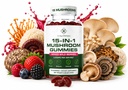 15-in-1 Sugar-Free Mushroom Complex Gummies 10:1 Extract - Lion's Mane, Cordyceps, Chaga, Reishi, Turkey Tail, Tremella & More for Memory, Focus, Immunity - 90 Wild Berry Gummies