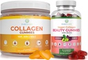 Purify Life Marine Collagen & Vegan Collagen Bundle, Gummies Vitamíny pre vlasy kože a nechtov zdravie (90 Žuvačky), Pore Redukcia a elastické, Nahradiť kapsule, Tabletky