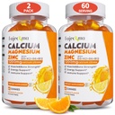 Vápnik Magnézium Zinok Gumies pre dospelých: 1200mg Vápnik Citrát s vitamínom D3 K3 - Prírodný organický cukor bez vysokej absorpcie doplnok pre ženy Muži Deti (120Count)