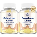 Bovine Colostrum Chews Supplement with 60% IgG for Humans Women Men Kids- for Immune, Gut, Bone, Joint, Cognitive, Overall Growth, from Grass-Fed Cows & Vanilla Flavor, 60 Soft Chews (2 Bottles)