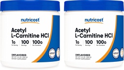 Nutricost Acetyl L-karnitín (ALCAR) 100 GMS (2 balenia) - 100 Servíry Každý - 1000mg Per Servírovanie - Pure Acetyl L-karnitín prášok - Non GMO, bez lepidla