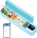 Daviky Smart pilulka Organizátor s alarmom, Bluetooth Denné Raz denne pilulky 7 deň s APP, Týždenné cestovné pilulky Prípad, Prenosné pilulky Pripomienka pre lieky, Doplnky a vitamíny [zelené]