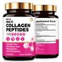 Fidus Multi Collagen Peptides Capsules with Biotin 10000mcg, Hyaluronic Acid & MSM | Type I, II, III, V & X Hydrolyzed Collagen for Women | 120 Capsules
