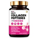 Fidus Multi Collagen Capsules - Hydrolyzed Collagen Peptides Type I, II, III, V & X with Biotin 10000mcg, Hyaluronic Acid & MSM | 120 Capsules