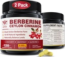 Berberine Supplement 1500mg with Ceylon škorica, Horké Melon, Banana Leaf & Botanical Extract for Immune Support & Body Management, 10-in-1 Formula with Berberine HCL, Non-GMO, 240 Veggie Capsules