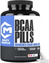 Crazy Muscle BCAA Pills with The Perfect 2:1:1 Ratio of Branched Chain Amino Acids Supplement, 1000mg of BCAAs per Pill (Better Than Capsules), 120 Tablets