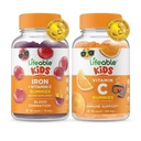 Životaschopné železo a vitamín C Deti + vitamín C Deti, Gummies Bundle - veľké ochutnávky, vitamínové doplnky, bez lepidla, bez GMO, Žuvacia guma