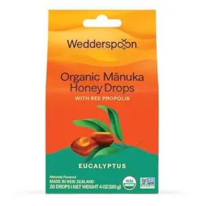 Svadobná lyžička Organické Manuka Med kvapky, Eucalyptus & Bee Propolis, 20 Gróf (4oz) (Pack of 1) 