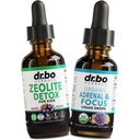 Zeolit Detox & Adrenal Focus Support - Clinoptilolite Zeolit pre deti a dospelých Tekuté kvapky s vitamínmi B12 a D - Organické nadobličky a zameranie pre pokojné prírodné mozog, pamäť únava stres Pozor