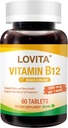 Lovita Vitamín B12 1000 mcg (B12 Vitamíny ako Cyanokobalamín), Timed Release B12, Vegan- Friendly, podporuje nervový systém, 60 Vegetariánske tablety (2 mesiace)