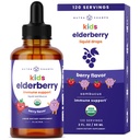 NutraChamps Black Elderberry for Kids Liquid Drops, 10:1 Extrakt Sambucus Elderberry Sirup pre deti, bezcukrové európske bazové kvapky Berry Flavor, Immune Support, 4 mesiace Zásoba