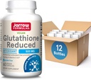 Jarrow Formuly Glutatión Redukované 500mg- 60 Veggie Kapsule- Intracelulárne antioxidant- Kvalita Glutatión Doplnky- podporuje Recyklácia vitamínov C & E- non- GMO- Gluten Free- Vegan, balenie 12