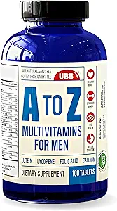 A až Z multivitamínový a multiminerálny doplnok pre mužov - 3-mesačná dodávka - vitamíny A C D E K B1 B2 B6 B12 horčík Vápenatý biotín draselný zinok - antioxidanty pre zdravie srdca a imunity (100 počet)