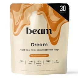 Beam Dream Sleep Powder, L-Theanine, Apigenin, Reishi a horčík, tretia strana testovaný prírodný spánok pomoc a spánok doplnok pre hlboký spánok, relaxácia a zotavenie, Prírodný spánok podpora, 30 porcií