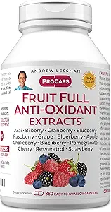 ANDREW LESSMAN Ovocie plná anti-osidant extrakty 360 Kapsule - 14 Prírodné ovocie a Berry extrakty. Čučoriedky, brusnice, Hroznové semeno, granátové jablko, rezveratrol a ďalšie. Ľahko prehltnúť Kapsule