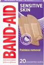 Band-Aid Brand Adhezive Bandáže pre citlivé kože, Hypoalergenic First Aid Bandages s bezbolestným odstránením, zostáva na Wet & Vhodné pre Ekzém Prone kože, Sterilné, rozmanité, 20 ot