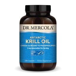 Dr. Mercola Antarktída Krill Oil, 1000 mg per Serving, Omega-3 Supplement with EPA, DHA, Fosfolipidy a astaxantín, Supports Heart, Brain & Immune Health, non-GMO, Soy-Free, 180 Capsule (90 Serving)