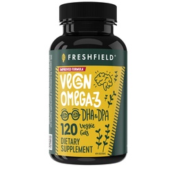 Vegan Omega 3 DHA: Algae Oil, Most Reviewed, Carrageenan Free, Tested, No Heavy Metals, Fish Oil Alt, Plant Based Omega. Supports Heart, Brain, Joint Health w/DPA