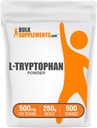 BulkSupplementments.com L-Tryptofán Powder - Trytophan Supplement, Amino Acid Supplement - Gluten Free, 500mg per Serving, 250g (8,8 oz) (Pack of 1)