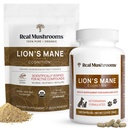 Real Huby Lions Mane for Humans (60 Servings) a Domáce zvieratá (120ct) - prášok a kapsule Bundle od Cognition & Imunity - Vegan, Non-GMO, Gluten-free, Grain-Free Mushrom Extract Supplements