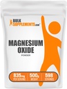 BulkSupplements.com Magnesium Oxide Powder - Magnesium Oxide Supplement, Mineral Supplement - Food Grade & Gluten Free, 835mg per Serving, 500g (1.1 lbs) (Pack of 1)