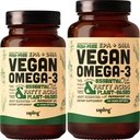 Vegan Omega 3 60 Softgels & 180 Softgels Bundle - Plant Based DHA & EPA Mastné kyseliny - Carragenan Free, Alternative to Fish Oil, podporuje srdce, mozog, Spoločné zdravie - Trvalo dostupné Algae