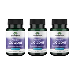 Swanson Copper Chelate Mineral Supplement for Adults Seeking Antioxidant, Immune, and Red Blood Cell Support - 2 mg (300 Tablets, 3 Pack)