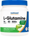 Nutricost L-Glutamine Powder Supplement (Green Apple) 500g - Gut Support, 5 Grams per Serving, Sweeted with Stevia - Gluten Free, Non GMO