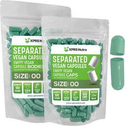 XPRS Nutra Vegan Veľkosť 00 Oddelené kapsule - 100 Gróf Premium Prázdne kapsule Oddelené vo vreckách - 00 Pilulky Prázdne pre DIY Supplement Plnenie (Sage Green)