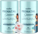 Prenatálne Gummies Cukor Bez obsahu 180 - Organics Prenatálne vitamíny pre ženy s folátom, DHA a probiotiká - Prenatálne vitamínové Gummy bez obsahu železa pre imunitné a tráviace - 2 fľaše