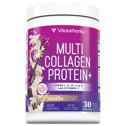 Multi Collagen Peptides Powder for Women - Hydrolyzed Collagen Powder for Women with Types I II III Plus Vitamin C & Hyaluronic Acid for Beautiful Hair Skin and Nails 30 Servings Vanilla Flavored