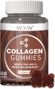 WXW Hydrolyzed Collagen Peptides Gummy pre ženy, Non-GMO Anti-Aging Formula s biotínom, Zinok, Vitamíny C & E pre vlasy, kožu a nechty 