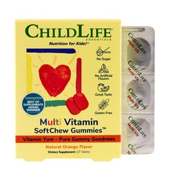ČILDLIFE ESSIENTY Deti Multivitamínové mäkké Šumičky - Detské vitamíny, Multivitamín pre deti, Multivitamínové guličky, Batoľa vitamíny, Deti Žuvacie vitamíny, bez cukru - prírodná pomaranč, 27 tabliet