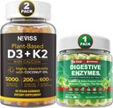 NEVISS Vitamín D3 5000iu & K2, kalciové Gumičky a tráviace enzýmy
