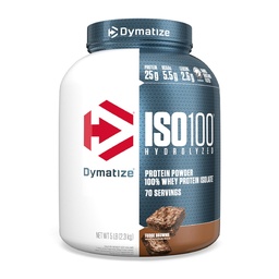 Dymatizovať ISO100 Srvátkový proteín prášok Izolát, Fudge Brownie, 25g proteínu, 5 libra, 5,5g BCAA, menej ako 120 kal., bez lepku, 1g tuku, 1g cukru, 2g Carb (70 porcií)