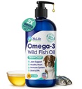 Tekutý rybí olej pre psy s Omega 3, 6 a 9 mastnými kyselinami, voľne žijúcimi živočíchmi z Islandu, skin and Coat Supplement for Shedding, svrbenie kože, alergie, mozgu a zdravia srdca, bohatý na EPA + DHA - 12 oz