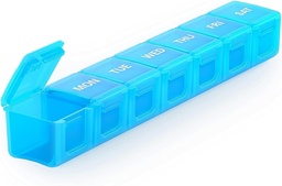 Sukuos Extra veľký týždenný Organizátor pilulky, 7 Day Daily Pill Box Prípad Artritída Priateľsky, Hodvábna obrazovka vytlačená Medicína Kontajner s čistým vidlo pre vitamíny, rybie oleje alebo doplnky (modrá)