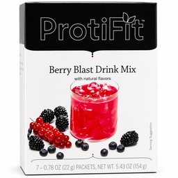 ProtiFit - vysokoproteínovo ochutený prášok nápoj Mix, 15g Proteín, nízka kalórií, bez cukru, ideálny proteín Kompatibilný, 7 porcií na box (Berry Blast)