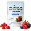 Magnesium Bisglycinate Gummies 400mg for Adults, Vegan Magnesium Glycinate Gummies with Raspberry Flavor, Easy Chew Magnesium Supplement for Daily Mineral Support, 60 Count