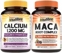 Vitalibre Calcium 1200mg Vitamin D3 5000IU 120 Tablets and Maca Root Capsules 1,500mg 120 Capsules Bundle Non-GMO