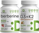 DEAL DOPLNOK Vitamín D3 10 000iu + K2 200mcg Softgels & Berberine Supplement with Yohimbine Bundle 
