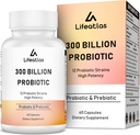 300 miliárd CFU probiotiká - probiotiká pre ženy a mužov, 12 probiotické kmene Plus prebiotiká, pre immune & Digestive, Gut Health, Gas Bloating, Policajné stoly - 60 Caps